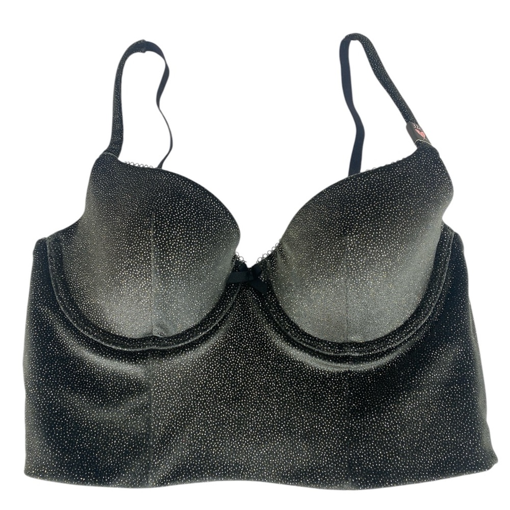 NEW Victoria’s Secret Velvet Shimmer Long Line Bustier Bra Sz 32C - Picture 2 of 7